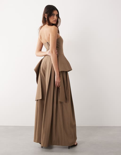 ARRANGE co-ord wide leg trousers in chocolate stripe, 5 of 5