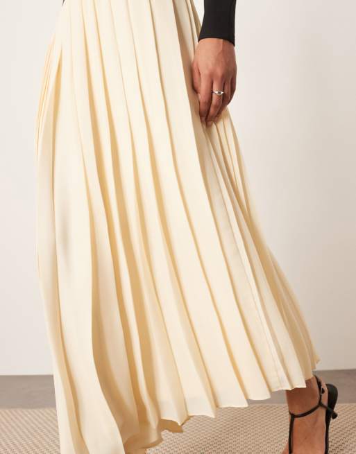 ARRANGE contrast fabric sculpted maxi dress with pleat skirt in black, 3 of 4
