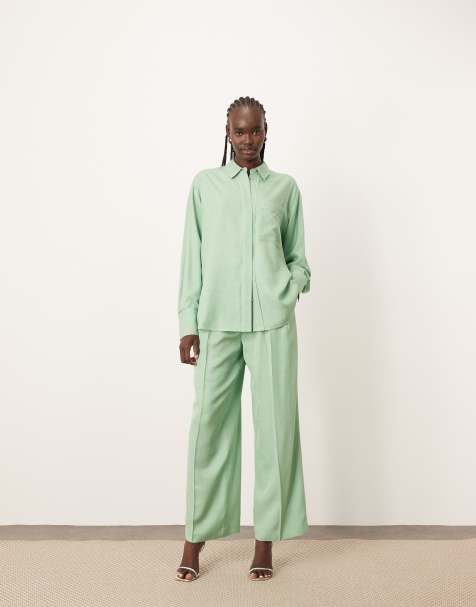 ARRANGE - Coordinato verde menta con camicia oversize a contrasto e pantaloni a fondo ampio - view 1