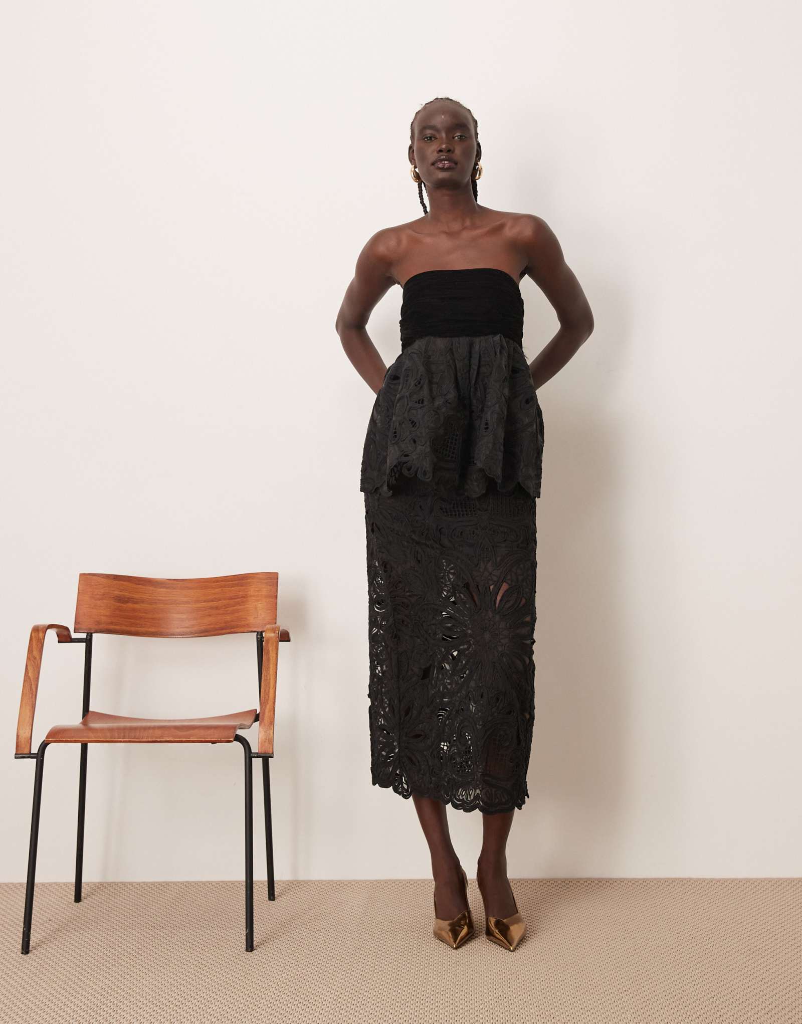 Юбка миди с цветочным узором cornelli черного цвета - часть комплекта