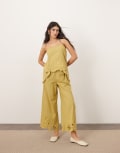 [ARRANGE] ARRANGE cotton embroidered floral cutwork pants in olive green (part of a set) 14 Olive Green