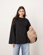 ARRANGE cotton oversized long sleeve t-shirt in grey marl