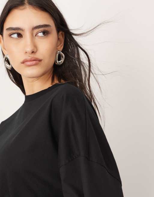 ARRANGE cotton oversized long sleeve t-shirt in black