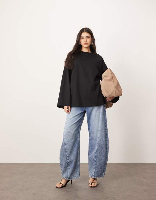 ARRANGE cotton oversized long sleeve t-shirt in black
