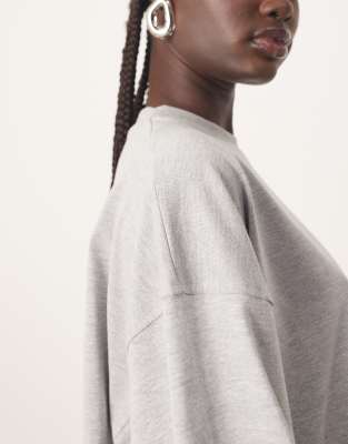 ARRANGE cotton oversized long sleeve t-shirt in grey marl