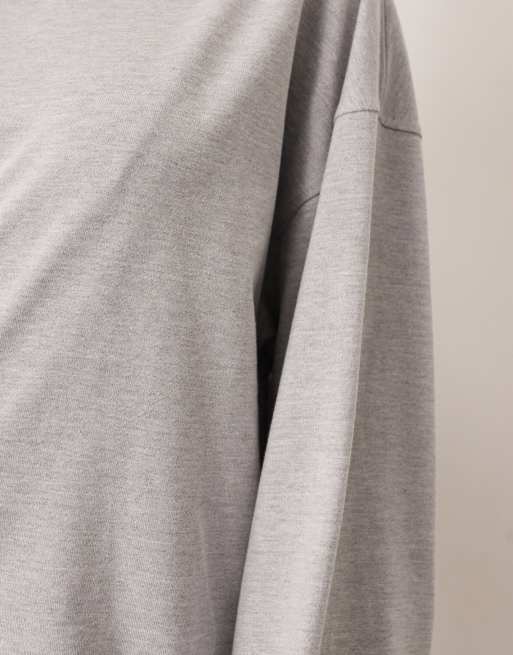 ARRANGE cotton oversized long sleeve t-shirt in grey marl