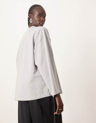 ARRANGE cotton oversized long sleeve t-shirt in grey marl