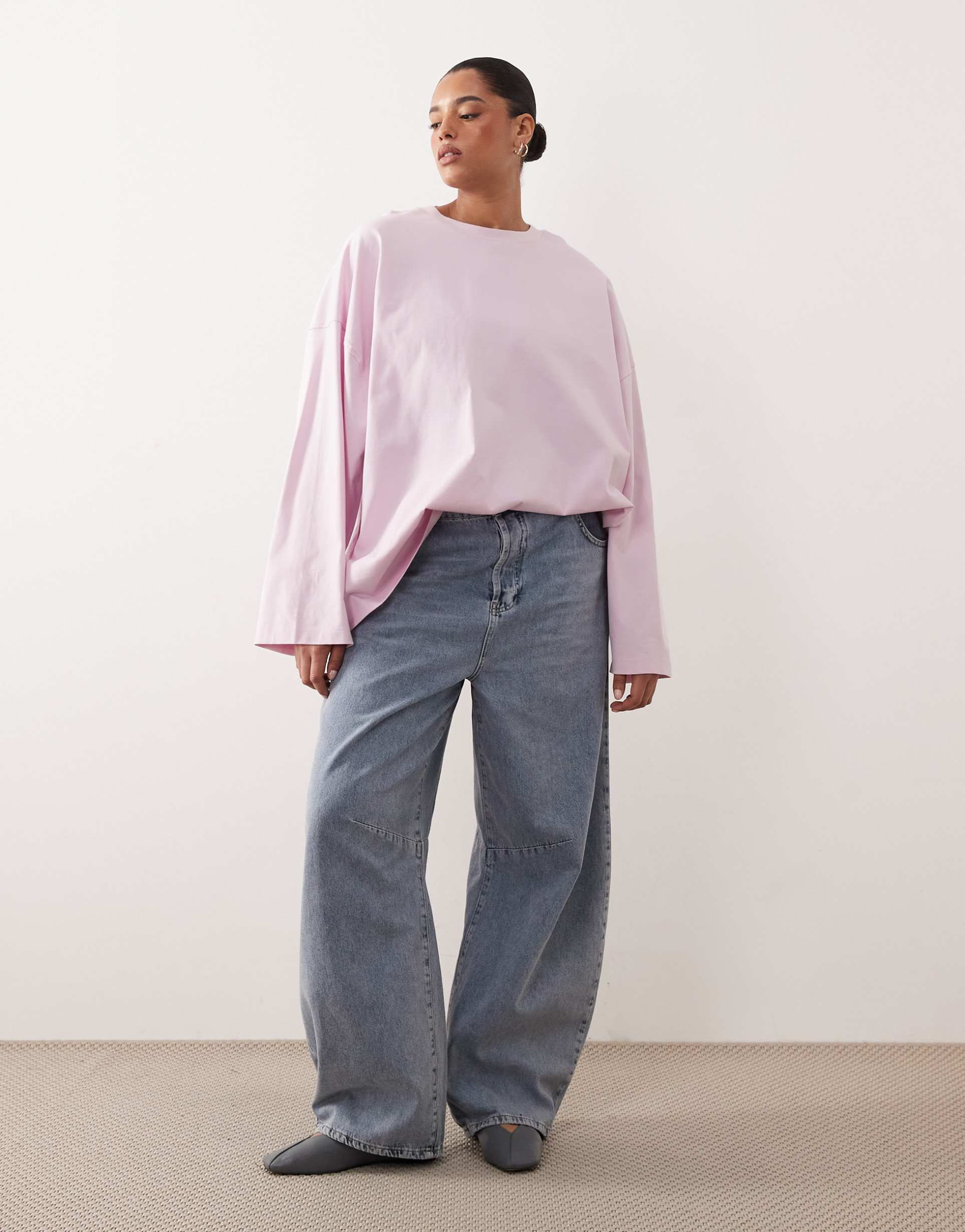 arrange cotton oversized long sleeve t-shirt in light pink
