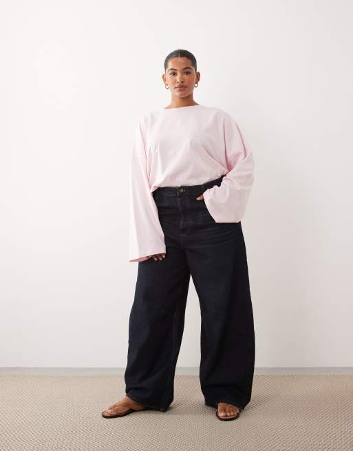 ARRANGE cotton oversized long sleeve T-shirt in light pink, 2 of 4