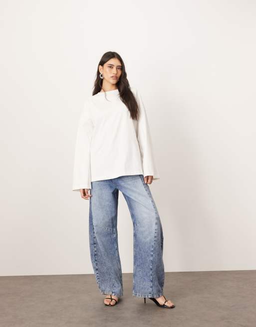 ARRANGE cotton oversized long sleeve t-shirt in white