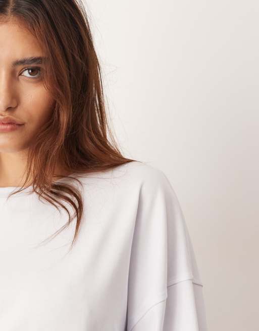 ARRANGE cotton oversized long sleeve t-shirt in white