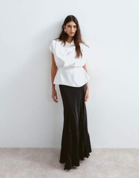 ARRANGE cowl neck structured contrast maxi dress in mono - view 1
