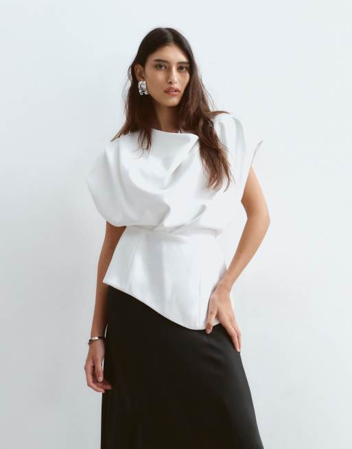 ARRANGE cowl neck structured contrast maxi dress in mono, 2 of 4