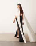 [ARRANGE] ARRANGE crepe column maxi dress with contrast drape back in black and white 14 Black and white