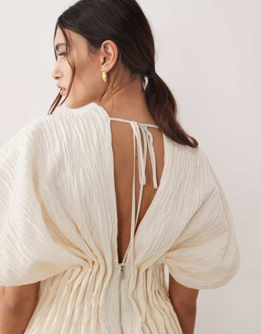 ARRANGE crinkle texture cinched waist top in stone - part of a set, 2 of 4