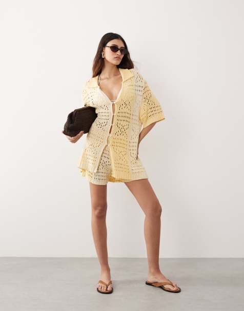 ARRANGE crochet co-ord shorts in contrast buttermilk - view 1