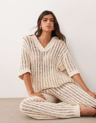 ARRANGE crochet collared top in ivory - part of a set ivory