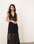 [ARRANGE] ARRANGE crochet longline button-through top in black (Part of a set) 16 Black