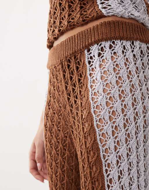 ARRANGE crochet pants in brown and blue contrast - part of a set, 4 of 5