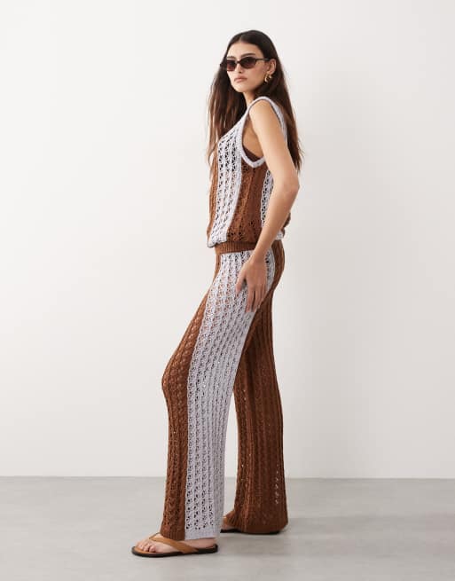 ARRANGE crochet pants in brown and blue contrast - part of a set, 5 of 5