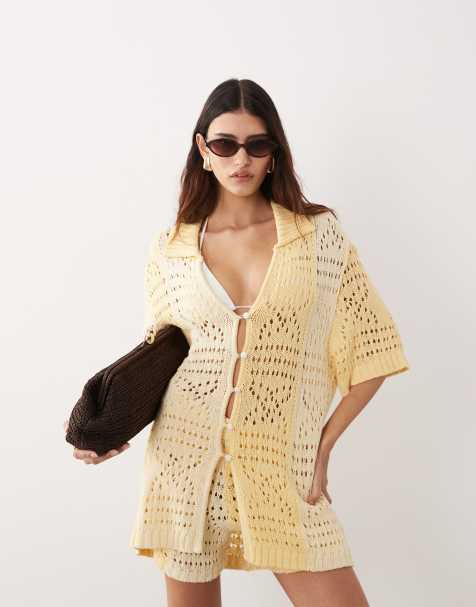 ARRANGE crochet shirt co-ord in contrast buttermilk - view 1