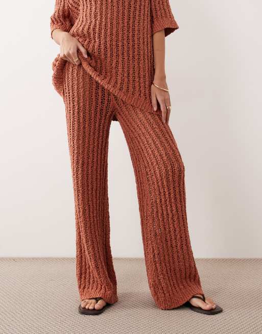ARRANGE crochet straight leg pants in terracotta - part of a set, 3 of 5