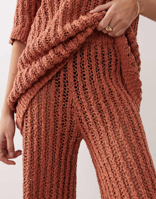 ARRANGE crochet straight leg pants in terracotta - part of a set, 4 of 5