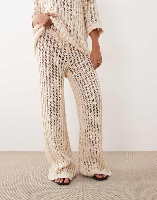 ARRANGE crochet straight leg trousers co ord in ivory , 2 of 5