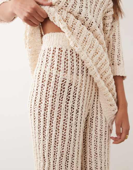 ARRANGE crochet straight leg trousers co ord in ivory , 4 of 5