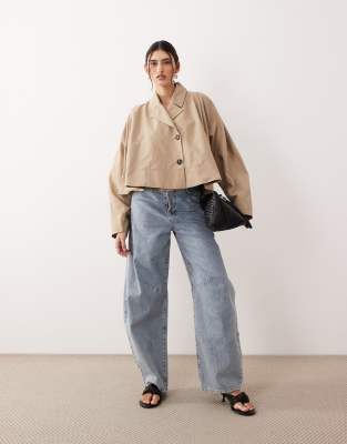Cropped-Trenchcoat in Hellbraun, Kombiteil-Neutral Neutral 38