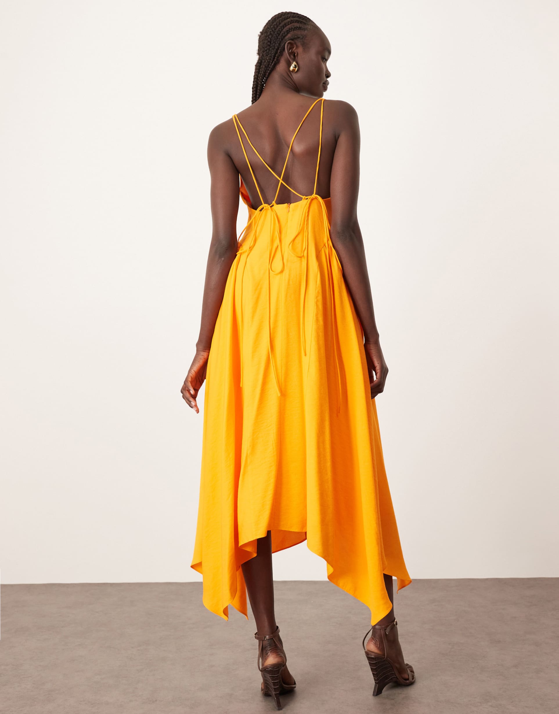arrange cross back detail maxi dress with full skirt in mango