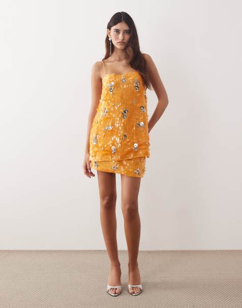 ARRANGE crystal embellished mini skirt in orange - part of a set - view 1