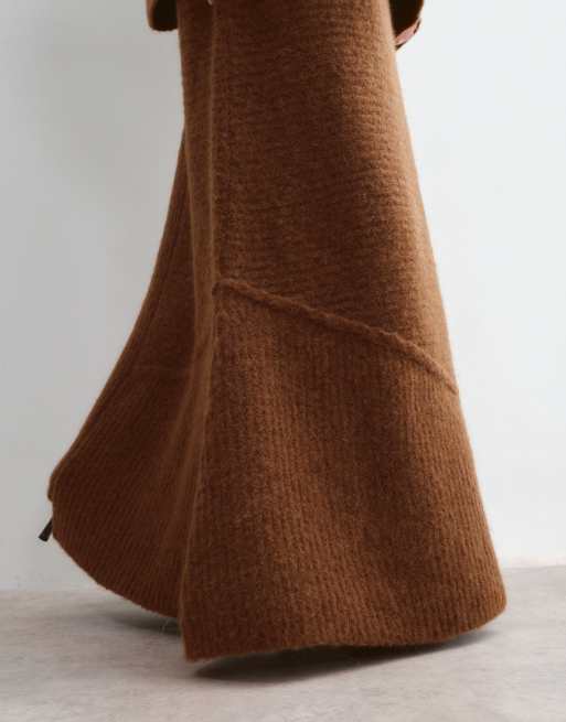 ARRANGE Curve alpaca knitted skirt set in chocolate, 2 of 5