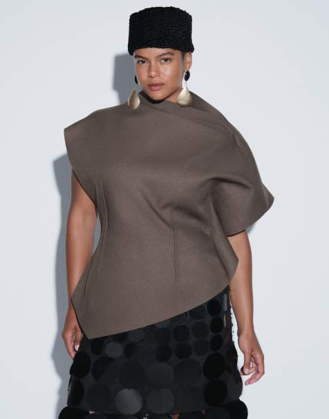 ARRANGE Curve asymmetrische top met coupenaad in bruin - view 1
