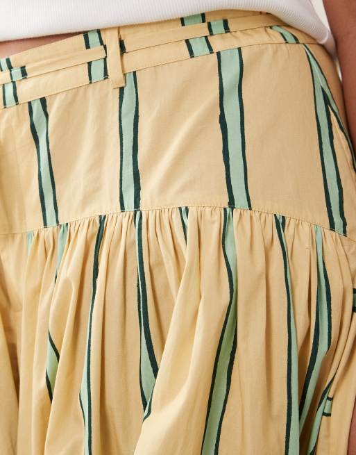 ARRANGE Curve balloon trousers with tie waist in yellow stripe, 3 of 5
