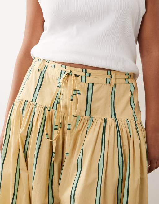 ARRANGE Curve balloon trousers with tie waist in yellow stripe, 4 of 5