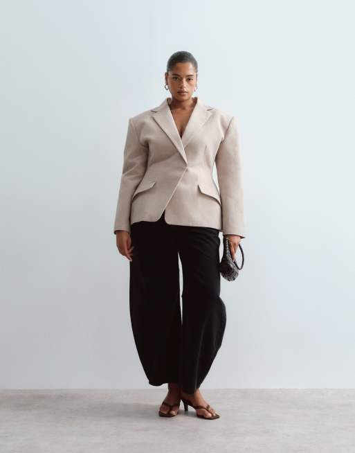 ARRANGE Curve blazer met getailleerde taille in taupe, 2 van 4