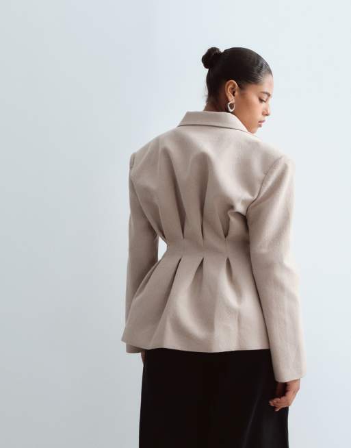 ARRANGE Curve blazer met getailleerde taille in taupe, 4 van 4