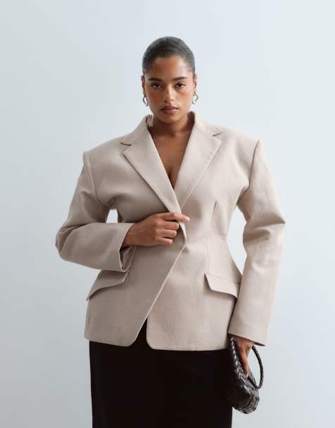 ARRANGE Curve - Blazer sartoriale stretto in vita color talpa - view 1