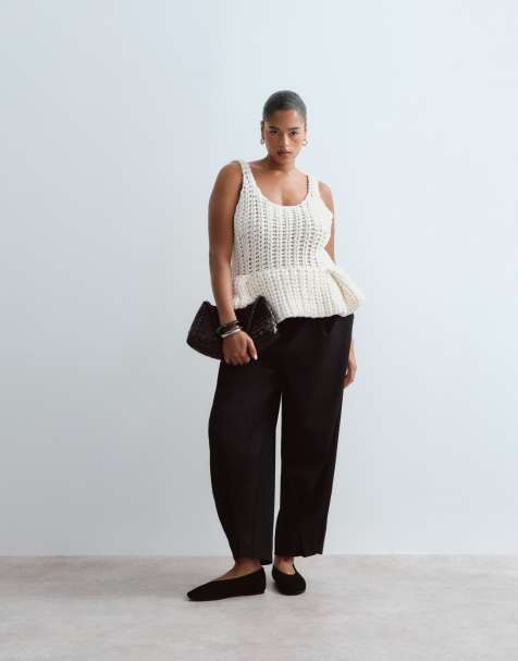 ARRANGE Curve Blythe tapered fold detail tailored trouser in black - view 1