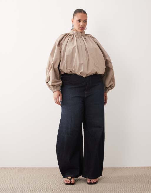 ARRANGE Curve - Bomber oversize à manches ballon - Taupe, 2 de 4