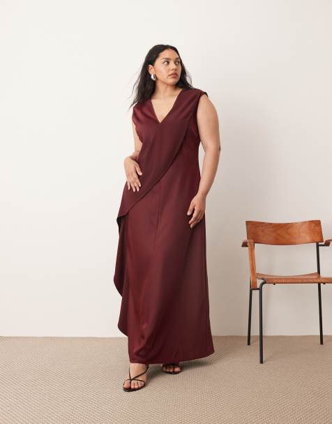 ARRANGE  Curve contrast panel sleeveless maxi dress in merlot