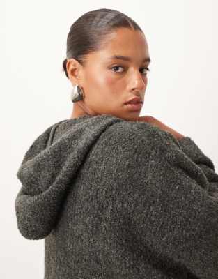 Arrange Curve Boucle Hoodie In Gray