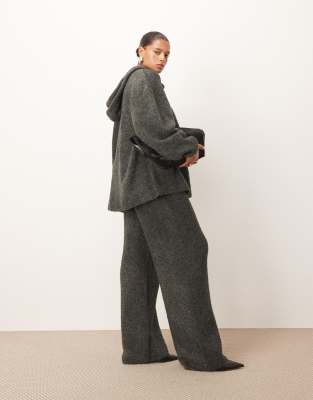 Arrange Curve Boucle Knit Straight Leg Pants In Gray
