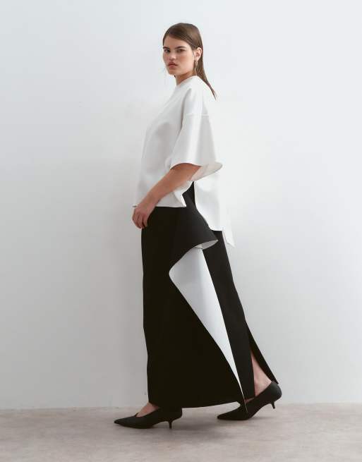 ARRANGE Curve boxy top with open back in ivory, 2 of 5