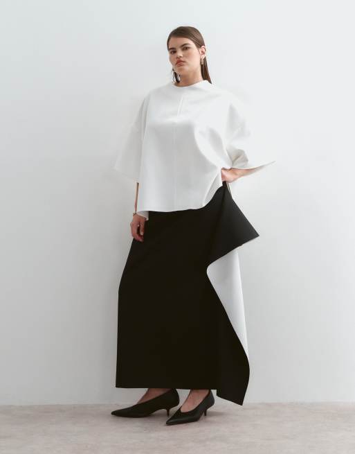 ARRANGE Curve boxy top with open back in ivory, 5 of 5
