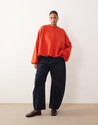 Arrange Curve Bubble Hem Sweatshirt In Red