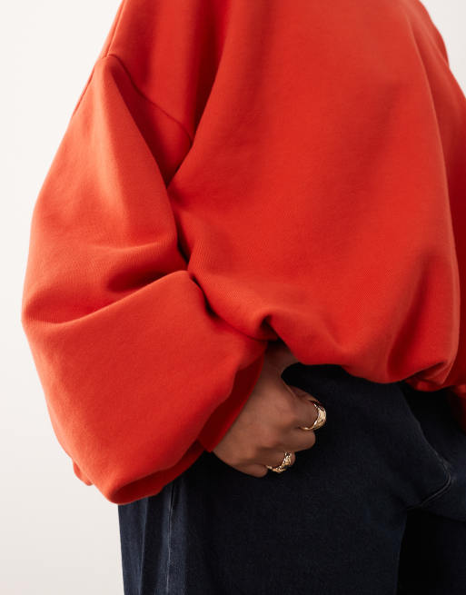 ARRANGE Curve bubble hem sweatshirt in red, 4 of 4