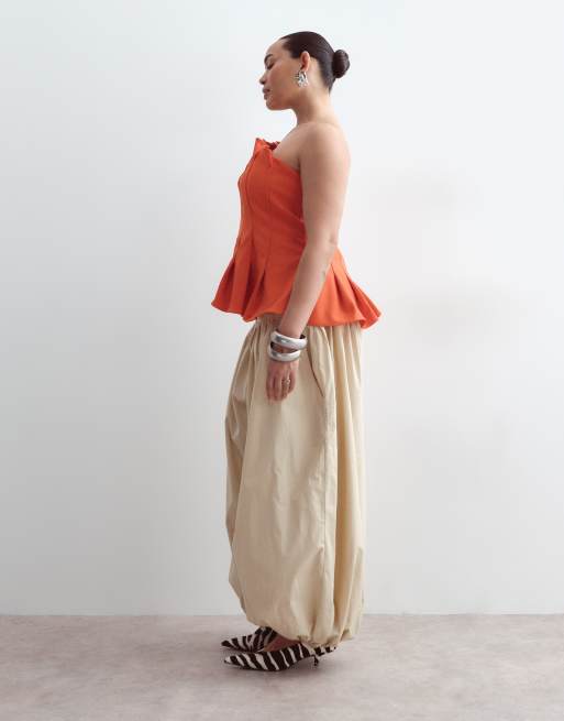 ARRANGE Curve bukser med taljesøm og ballonben i beige, 5 af 5