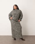 [ARRANGE] ARRANGE Curve cable knit column midi skirt in mono (part of a set)-Black XL Black/white